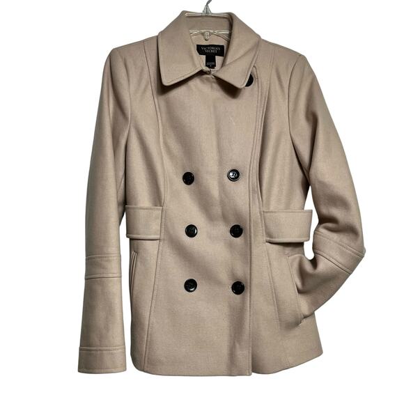 Victoria's Secret Wool Blend Peacoat - Size 6 - Beige (2880) - Picture 2 of 7